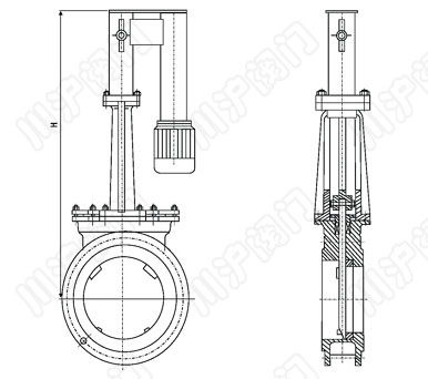 PZ273X、PZ273F、PZ273H、PZ273Y_電液動刀型閘閥結構圖